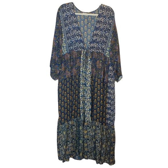 Free People Other - NWOT Free People Navy Blue/Orange Multicolor Floral Kimono, One Size